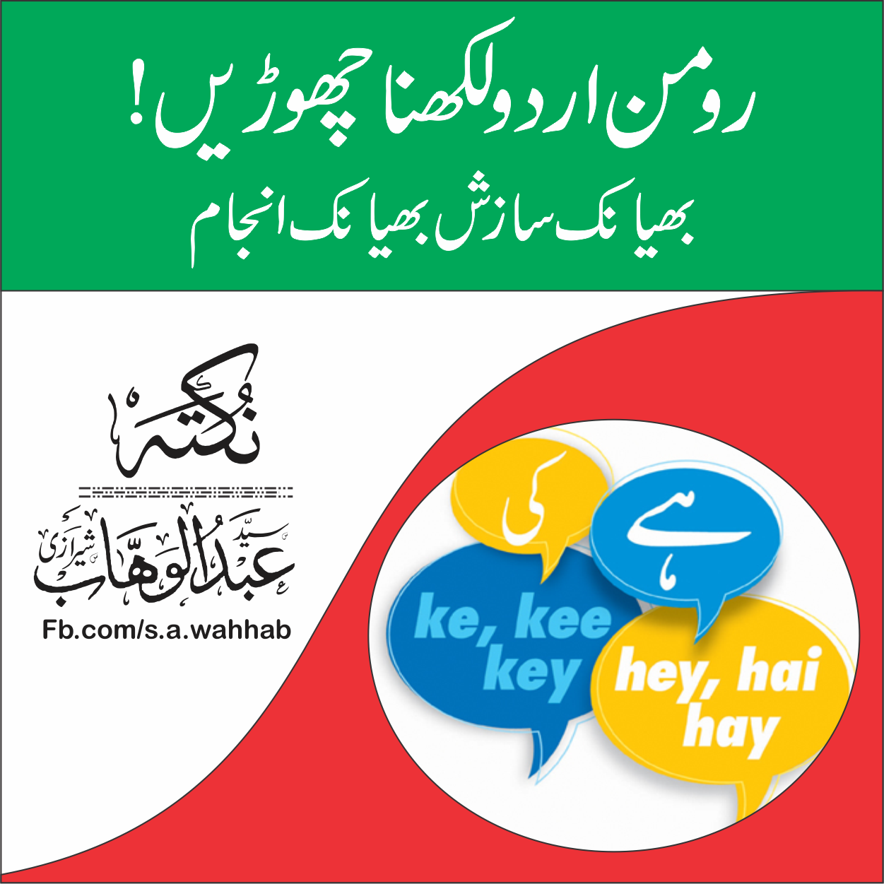 رومن اردو لکھنا چھوڑ دیں!