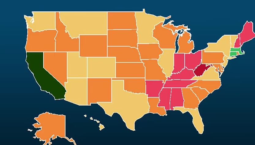 امریکا کی دس بڑی غیر صحت بخش ریاستیں 7